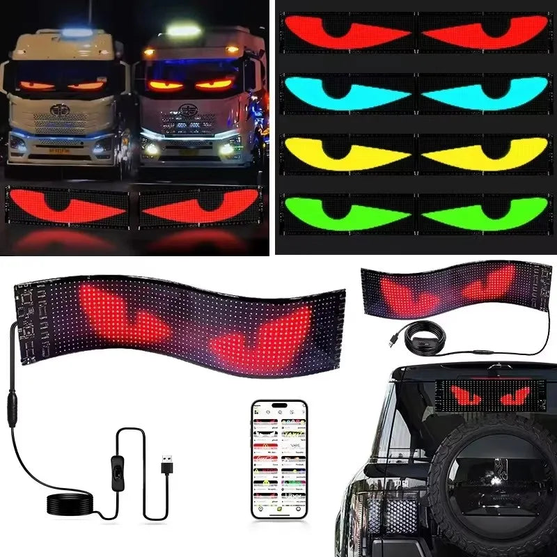 Car/Truck LED Matrix Pixel Panel Light Bluetooth Smart App Control Scrolling Advertising Car Sign Animation with Custom Function