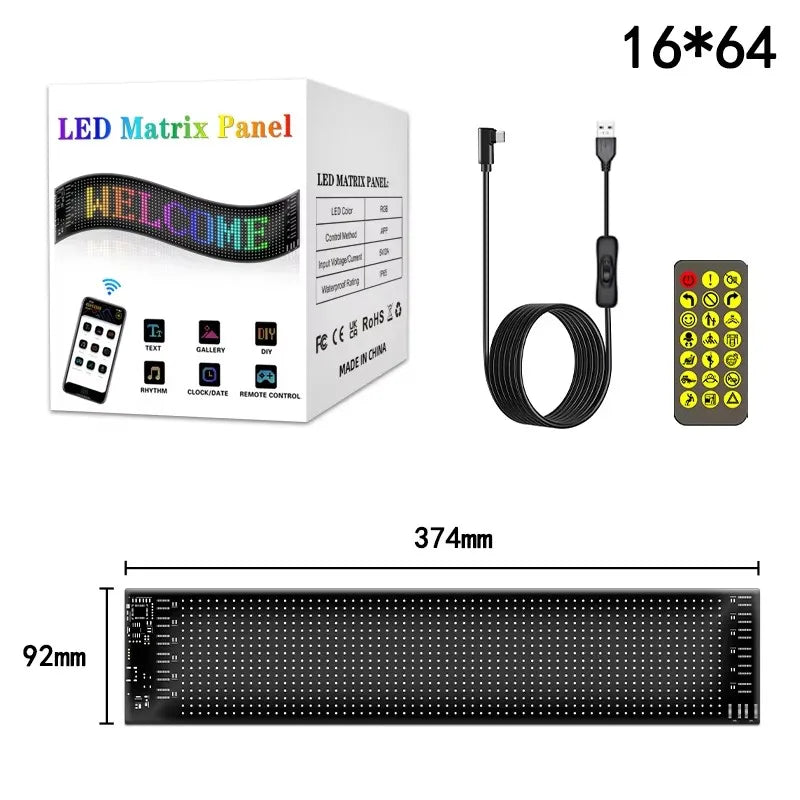Devil Eye Flexible RGB LED Matrix Panel Programmable Scrolling Text Pattern Display with App Control for Car Event Advertising