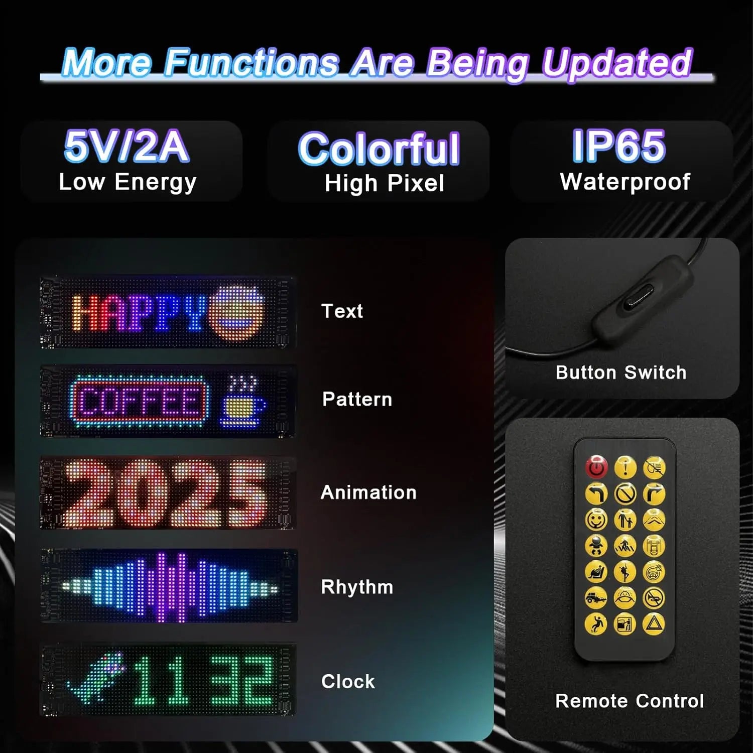 Devil Eye Flexible RGB LED Matrix Panel Programmable Scrolling Text Pattern Display with App Control for Car Event Advertising