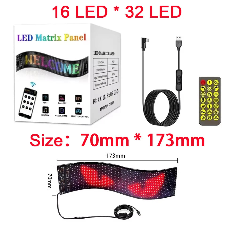Car/Truck LED Matrix Pixel Panel Light Bluetooth Smart App Control Scrolling Advertising Car Sign Animation with Custom Function