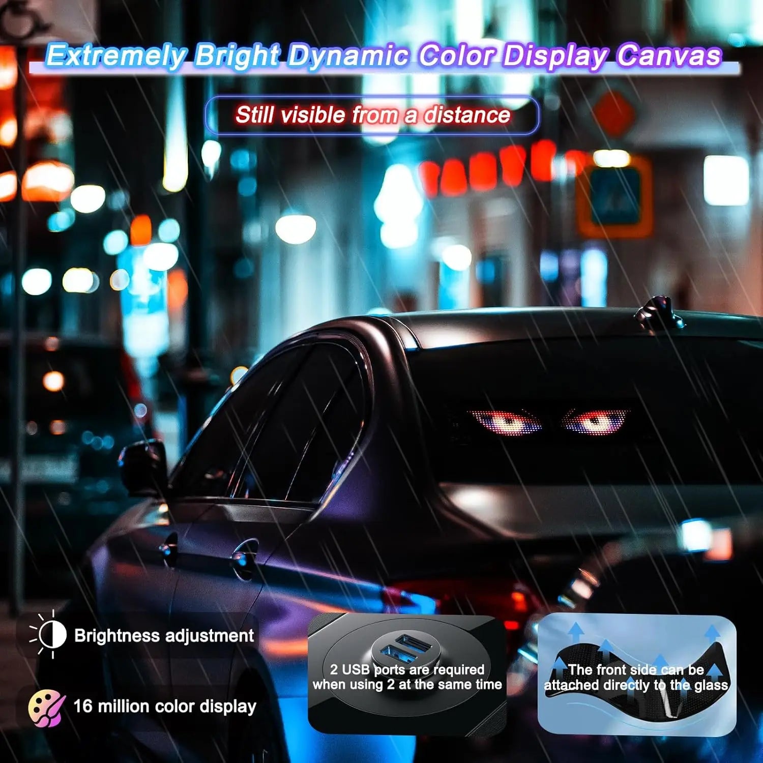 Devil Eye Flexible RGB LED Matrix Panel Programmable Scrolling Text Pattern Display with App Control for Car Event Advertising