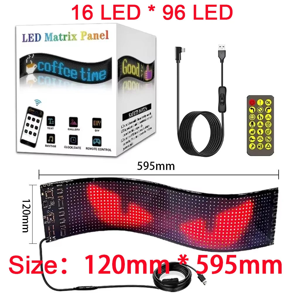 Car/Truck LED Matrix Pixel Panel Light Bluetooth Smart App Control Scrolling Advertising Car Sign Animation with Custom Function
