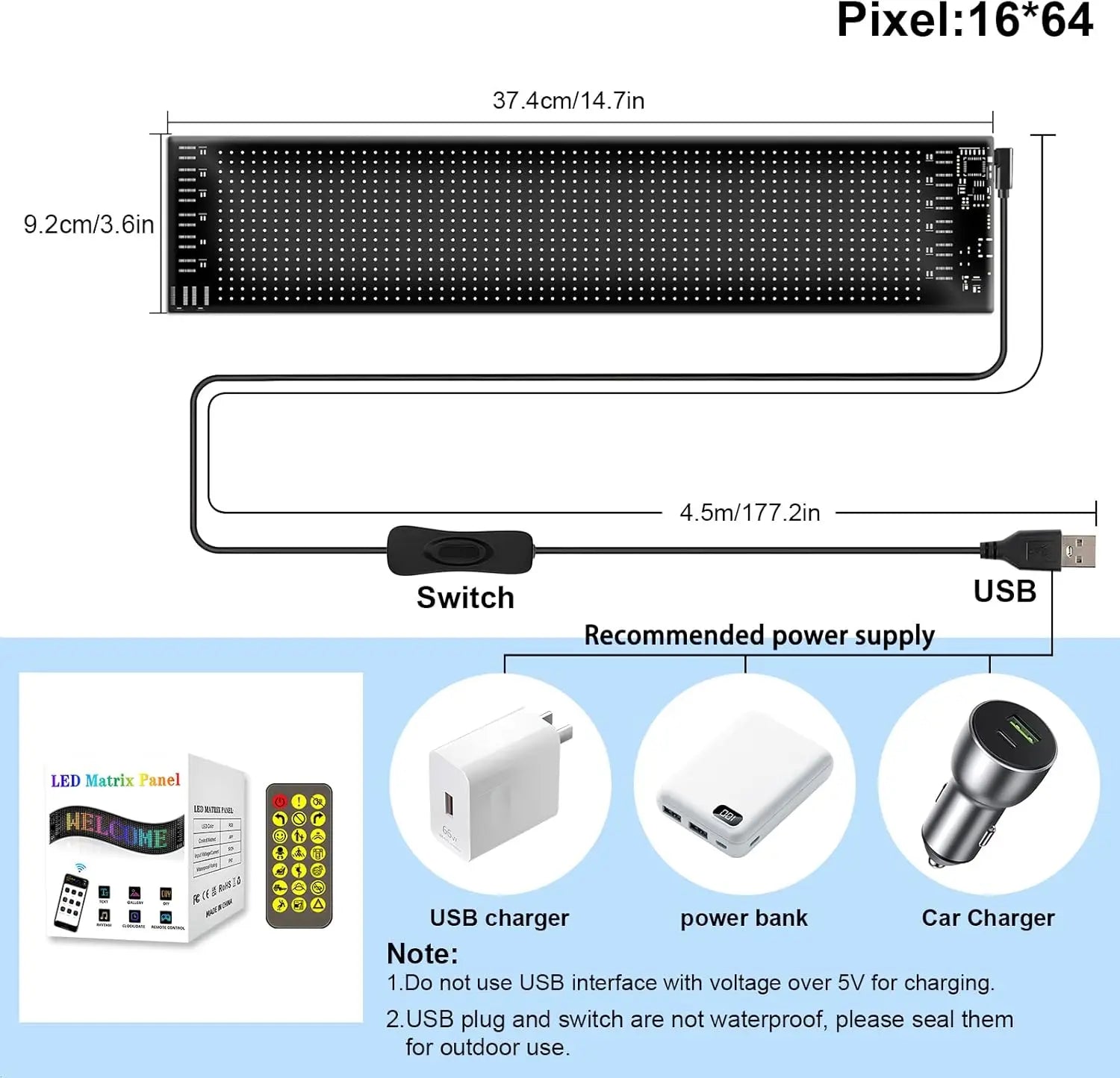 Devil Eye Flexible RGB LED Matrix Panel Programmable Scrolling Text Pattern Display with App Control for Car Event Advertising