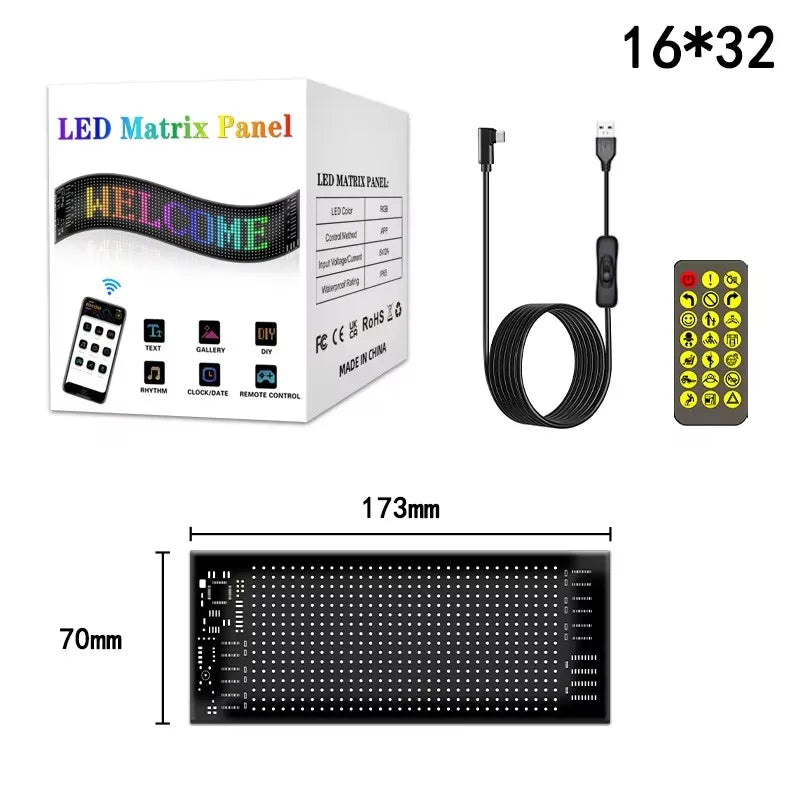 Devil Eye Flexible RGB LED Matrix Panel Programmable Scrolling Text Pattern Display with App Control for Car Event Advertising