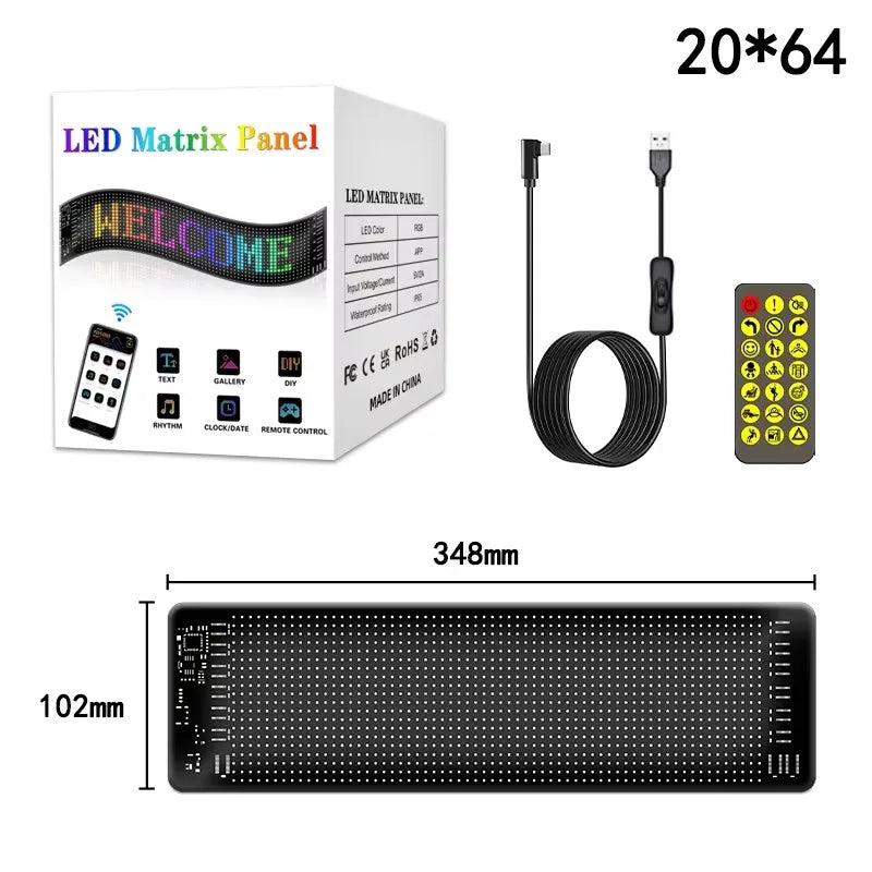 Devil Eye Flexible RGB LED Matrix Panel Programmable Scrolling Text Pattern Display with App Control for Car Event Advertising